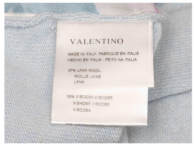 Valentino Garavani Hellblauer & mehrfarbiger Valentino Wollmischung Cardigan mit Blumenmuster Größe US S - Ansicht 6