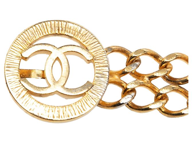 Chanel CC Gold Goldbeschichteter Doppelketten-Gürtel Golden - Ansicht 2