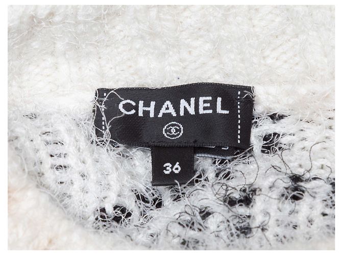 Chanel 2023 Kaschmir-Seiden-Mischung Pullover mit floraler Intarsien-Optik in Weiß & Multicolor Größe FR 36 - Ansicht 5