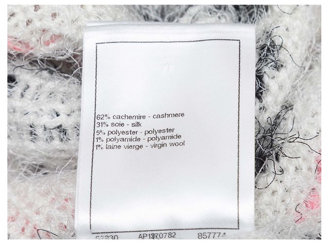 Chanel 2023 Kaschmir-Seiden-Mischung Pullover mit floraler Intarsien-Optik in Weiß & Multicolor Größe FR 36 - Ansicht 6
