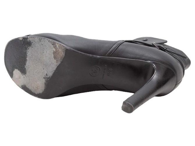 Schwarze Chanel Lederstiefeletten mit Schnalle Absatz Größe 40.5 - Ansicht 5