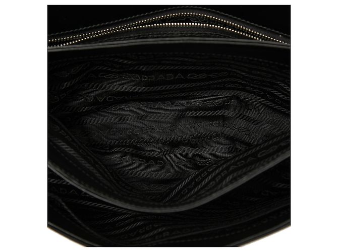 Borsa a tracolla con catena in Saffiano e Tessuto nero Prada - vista 4