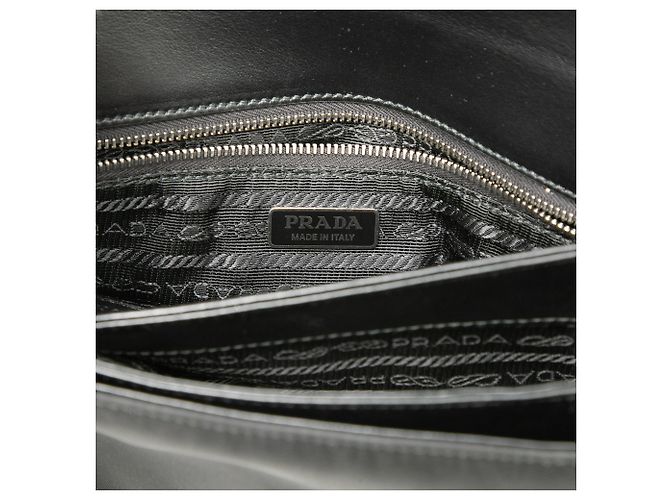 Borsa a tracolla con catena in Saffiano e Tessuto nero Prada - vista 5