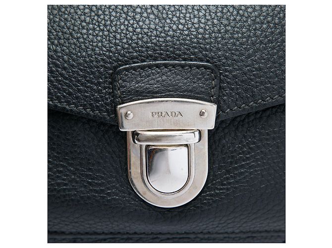 Borsa Boston con tasca frontale in Vitello Daino nero Prada - vista 4