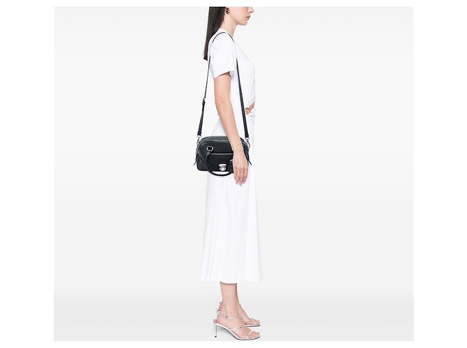 Borsa Boston con tasca frontale in Vitello Daino nero Prada - vista 6