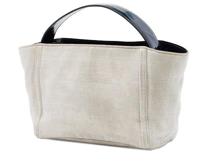 Borsa satchel in misto lino marrone Prada - vista 2
