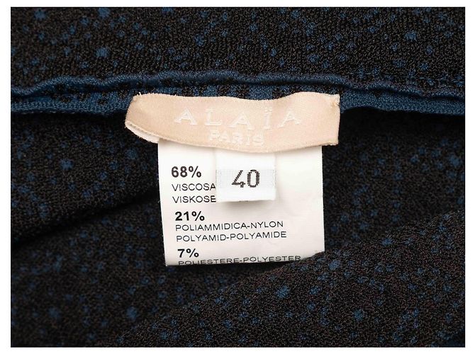 Alaïa Navy & Black Alaia gemustertes Dreiviertelärmel Fit & Flare Kleid Größe FR 40 - Ansicht 5