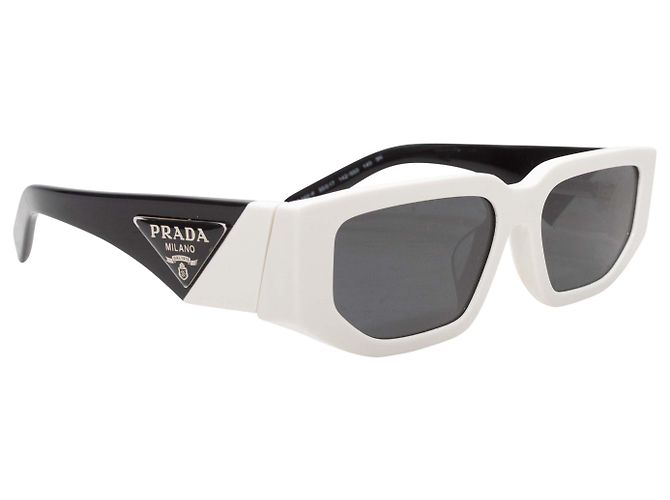 White & Black Prada Color Block Rectangular Sunglasses - view 2