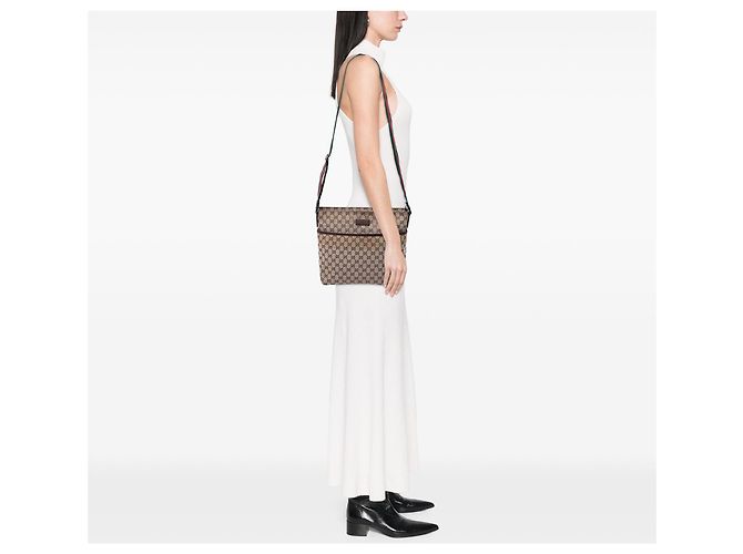 Borsa a tracolla Gucci GG Canvas Web beige - vista 6