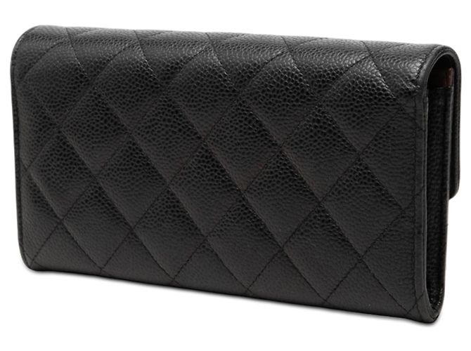 Cartera larga Chanel CC acolchada en caviar negro - vista 2