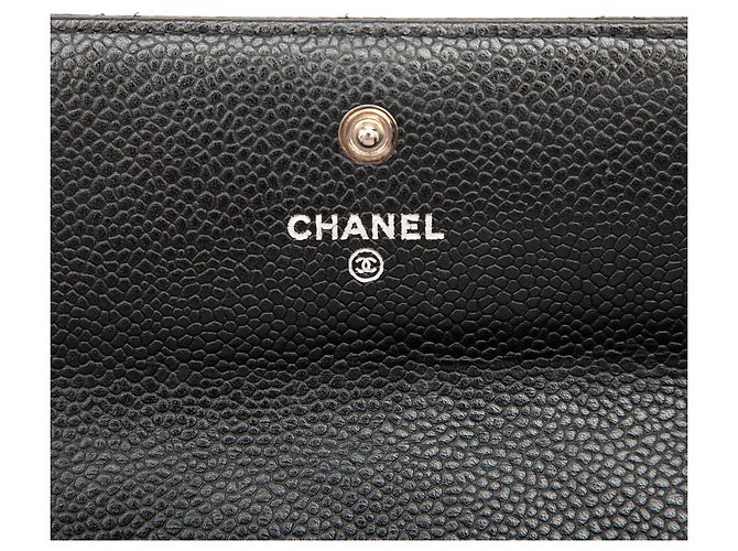 Cartera larga Chanel CC acolchada en caviar negro - vista 6