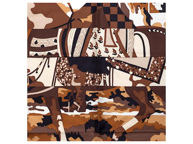Sciarpa in seta Hermès Les Dix Cavaliers 90 marrone - vista 6