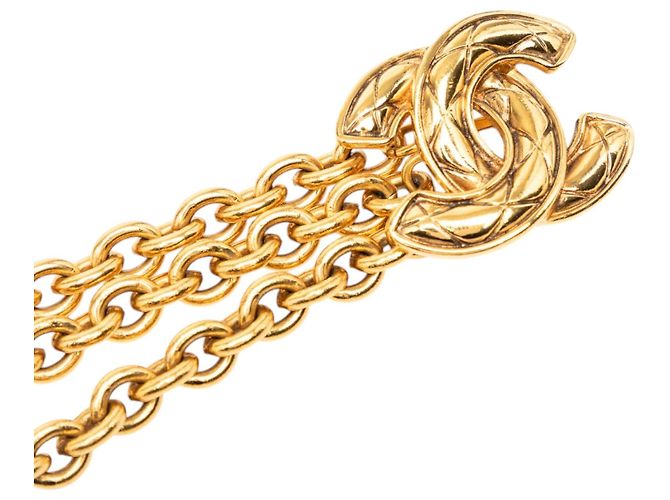 Chanel Gürtel Gold Plated Quilted CC Triple Chain Gold Golden - vista 4