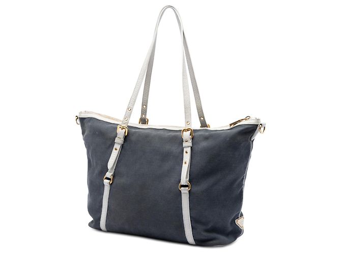 Blauer Prada Canapa Canvas Logo Satchel - Ansicht 2