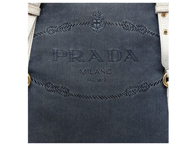 Blauer Prada Canapa Canvas Logo Satchel - Ansicht 5