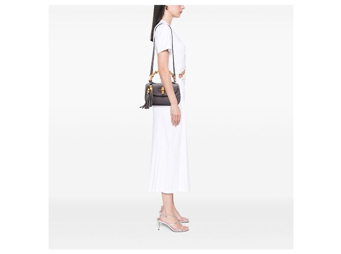 Borsa satchel Gucci Medium New Bamboo in pelle marrone - vista 6