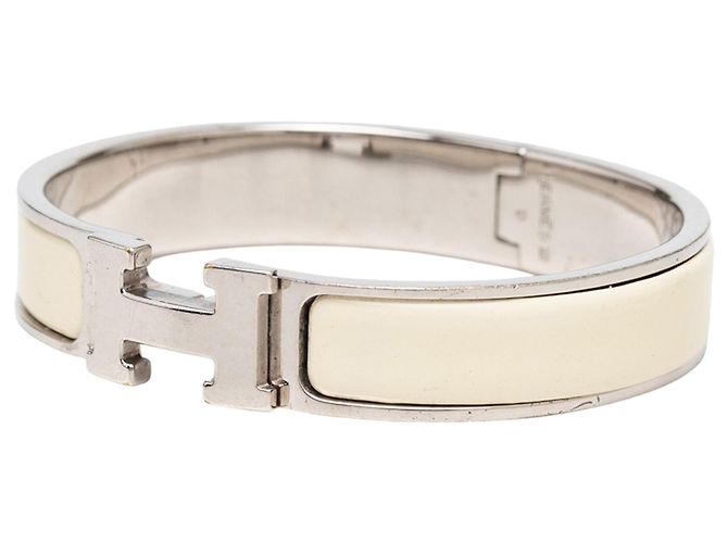 Bracciale Hermès Narrow Enamel Clic Clac H PM bianco - vista 2