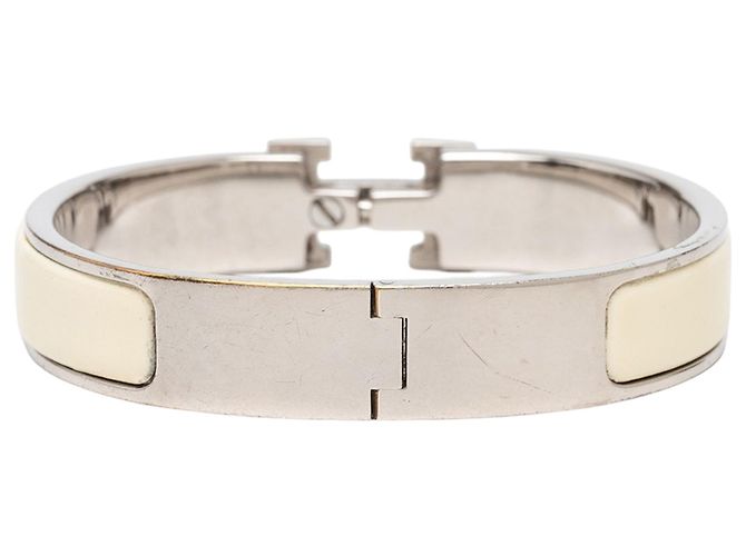 Bracciale Hermès Narrow Enamel Clic Clac H PM bianco - vista 3