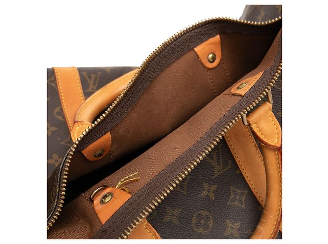 Borsa da viaggio marrone Louis Vuitton Monogram Keepall Bandouliere 50 - vista 7