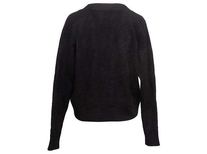 Schwarzer Hermès Cardigan aus Virgin Wool mit Hahnentritt-Muster Größe FR 36 - Ansicht 3