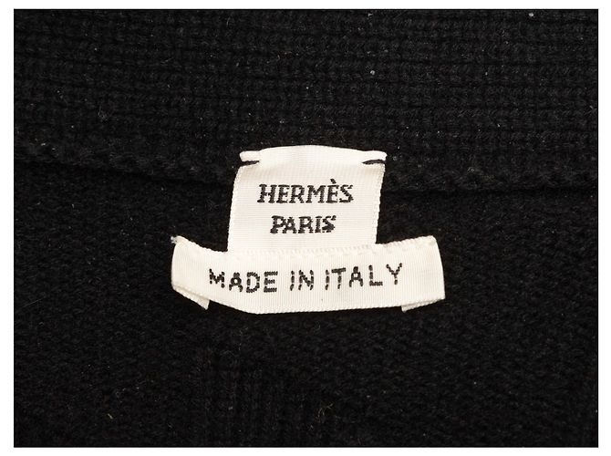 Schwarzer Hermès Cardigan aus Virgin Wool mit Hahnentritt-Muster Größe FR 36 - Ansicht 5