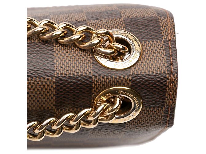 Borsa a tracolla Louis Vuitton Damier Ebene in pelle Taurillon marrone - vista 9