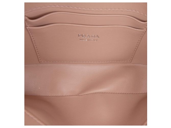 Mini borsa a tracolla Sidonie in Saffiano e pelle di vitello City beige di Prada - vista 4