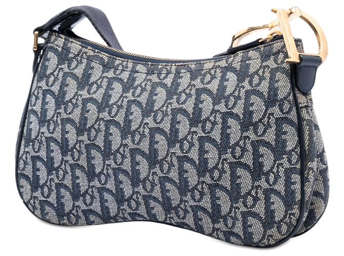 Blue Dior Diorissimo Trotter Canvas Double Saddle Crossbody - vista 2