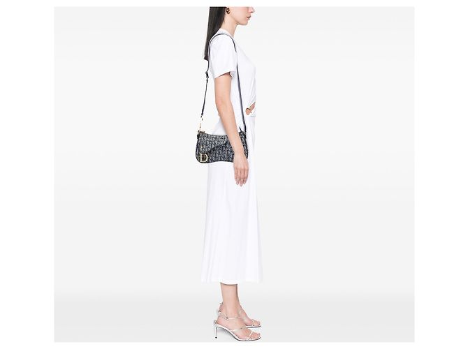 Blue Dior Diorissimo Trotter Canvas Double Saddle Crossbody - vista 5