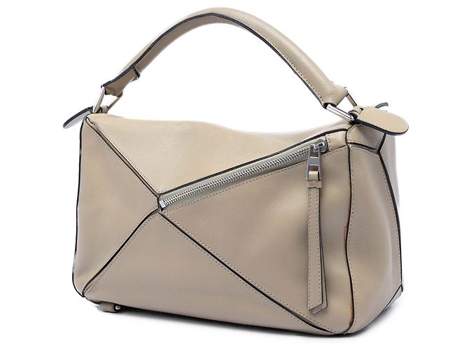 Borsa LOEWE Medium Puzzle in pelle di vitello beige - vista 2
