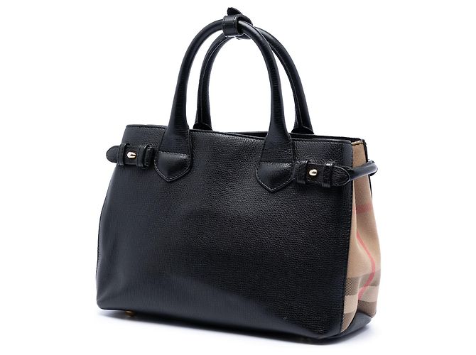 Borsa a tracolla Black Burberry Small House Check e pelle Banner Nero - vista 2