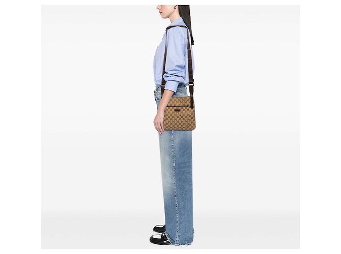 Borsa a tracolla Gucci GG Canvas beige - vista 7