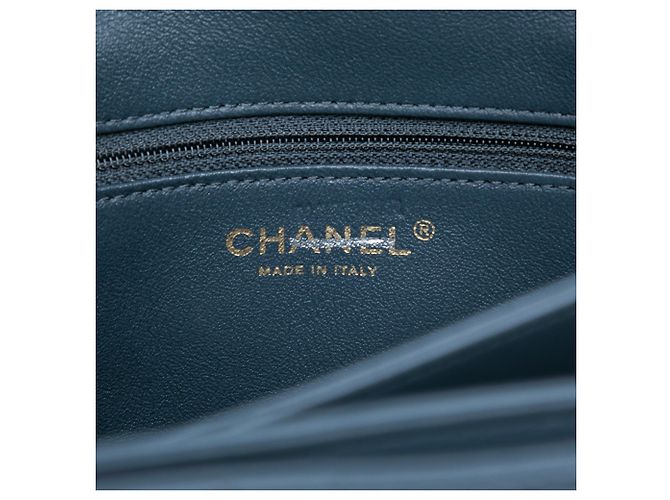 Borsa Chanel Large Lambskin Trendy CC Top Handle Flap Satchel Blu - vista 5