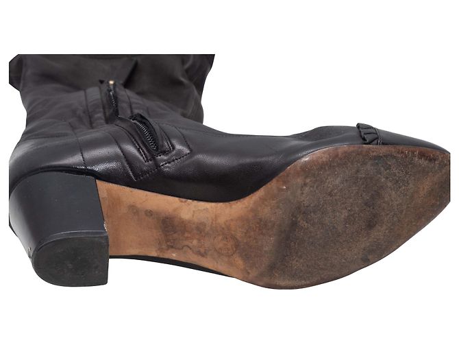 Chanel Cap-Toe CC Mid-Calf Stiefel Schwarz Größe 41 - Ansicht 5