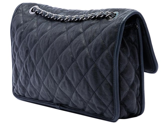 Borsa a tracolla Chanel Medium Quilted Caviar French Riviera Flap Blu - vista 2