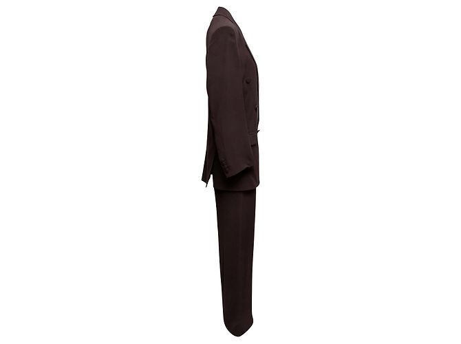 Terno de seda com abotoamento duplo marrom Saint Laurent Tamanho US S - vista 2