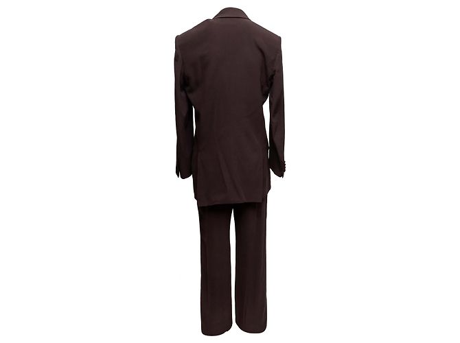 Terno de seda com abotoamento duplo marrom Saint Laurent Tamanho US S - vista 3