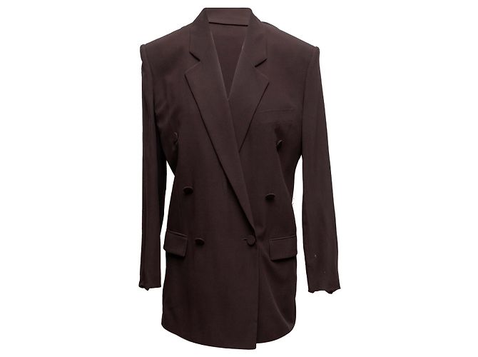 Terno de seda com abotoamento duplo marrom Saint Laurent Tamanho US S - vista 4