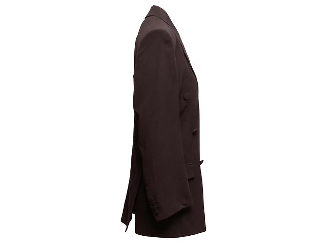 Terno de seda com abotoamento duplo marrom Saint Laurent Tamanho US S - vista 5