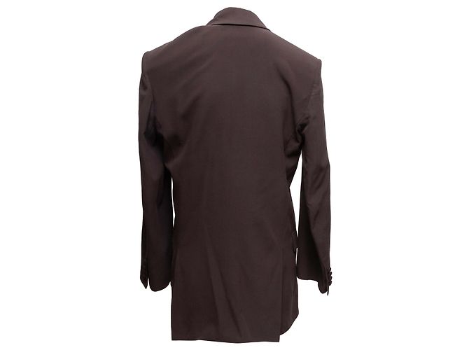 Terno de seda com abotoamento duplo marrom Saint Laurent Tamanho US S - vista 6