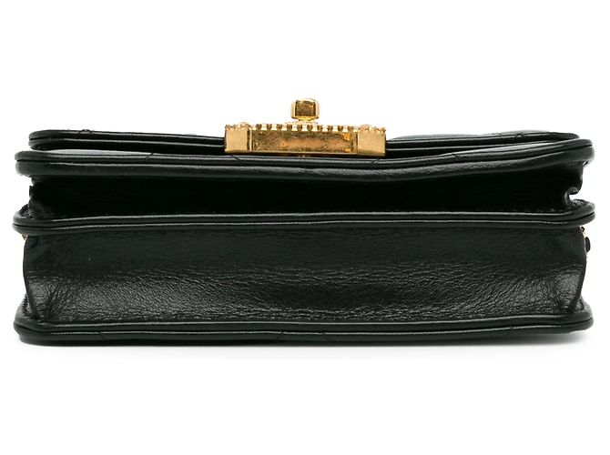 Clutch a tracolla Chanel in pelle di vitello trapuntata nera con strass e catena Nero - vista 4