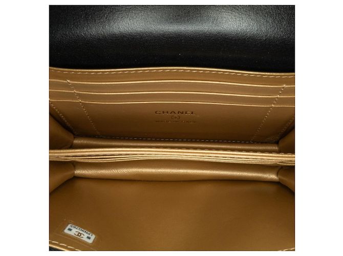 Clutch a tracolla Chanel in pelle di vitello trapuntata nera con strass e catena Nero - vista 5