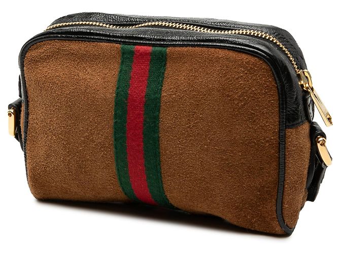 Mini bolso bandolera Ophidia en ante marrón Gucci Castaño - vista 2