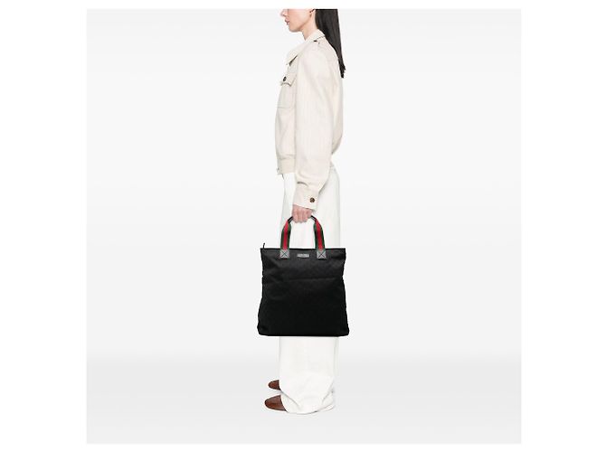 Tote Gucci GG Canvas Web nero - vista 7