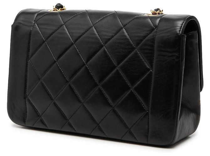 Borsa a tracolla Chanel Diana Flap piccola in agnello nero - vista 2