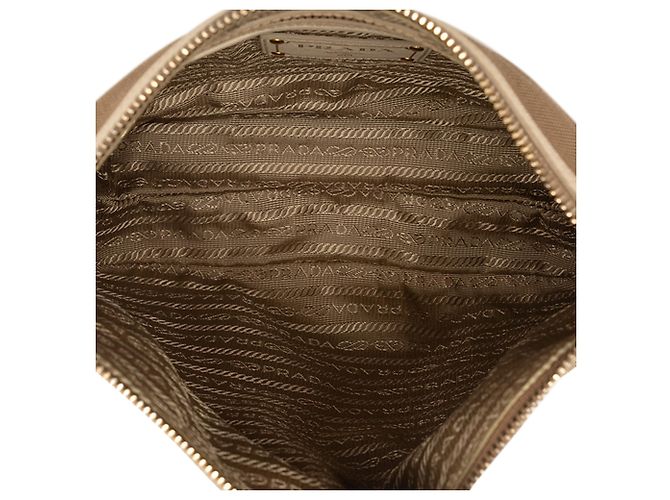 Borsa a tracolla Prada in tela Canapa marrone con logo - vista 4