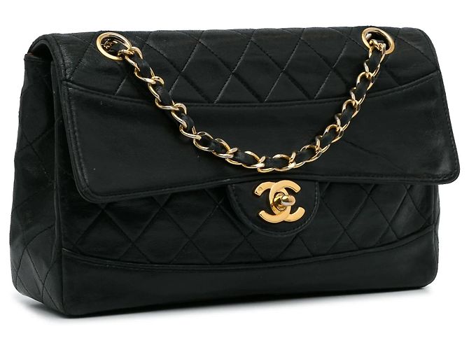 Borsa a tracolla Chanel in agnello trapuntato nero - vista 2