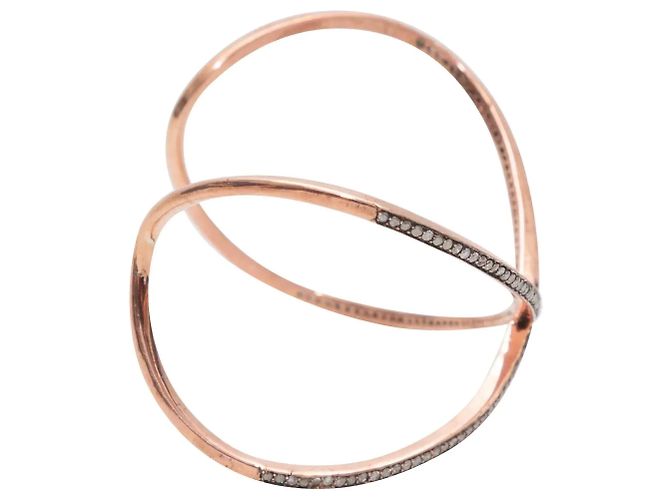 Autre Marque Bracciale Rigido Jennifer Miller in Oro Rosa e Pavé di Diamanti - vista 2