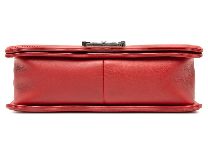 Borsa a tracolla Chanel Old Medium Boy Flap in agnello trapuntato rosso - vista 3