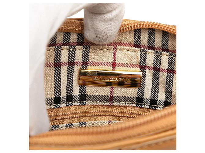 Borsa a tracolla in pelle color tan Burberry Cammello - vista 5